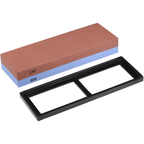 Pierre à aiguiser double face Pierre à aiguiser 240/800 Gris adapté aux ciseaux, rasoirs et outils à découper