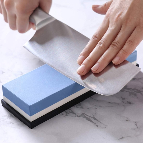 Pierre à aiguiser double face Pierre à aiguiser 240/800 Gris adapté aux ciseaux, rasoirs et outils à découper