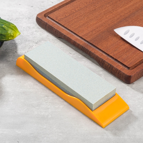 Pierre d'affûtage multifonctionnelle à deux côtés pour la cuisine corundum brun pierre d'affûtage - grand, orange