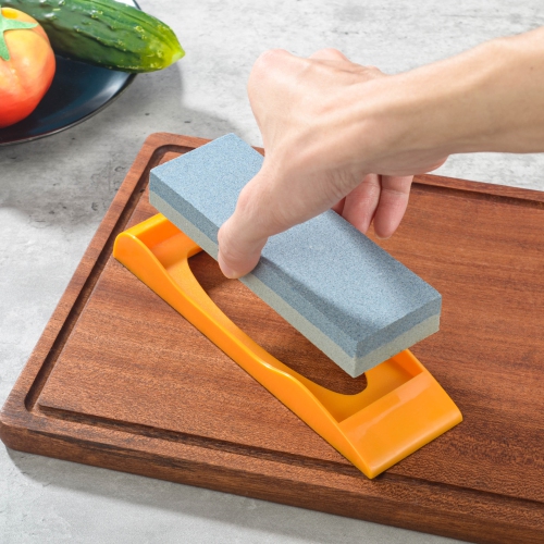 Pierre d'affûtage multifonctionnelle à deux côtés pour la cuisine corundum brun pierre d'affûtage - grand, orange