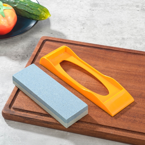 Pierre d'affûtage multifonctionnelle à deux côtés pour la cuisine corundum brun pierre d'affûtage - grand, orange