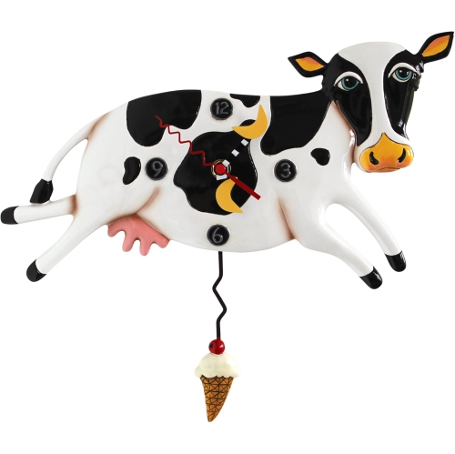 Allen Designs Bessy Cow Whimsical Pendulum Wall Clock