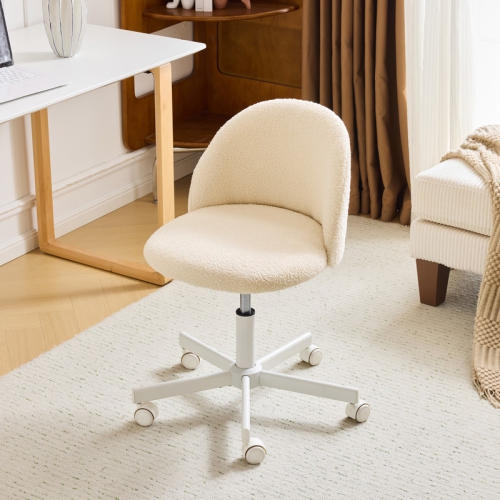 Karl Home 21.9 Inch Task Chair Office Desk Chair Make Up Chair With Wheels Beige