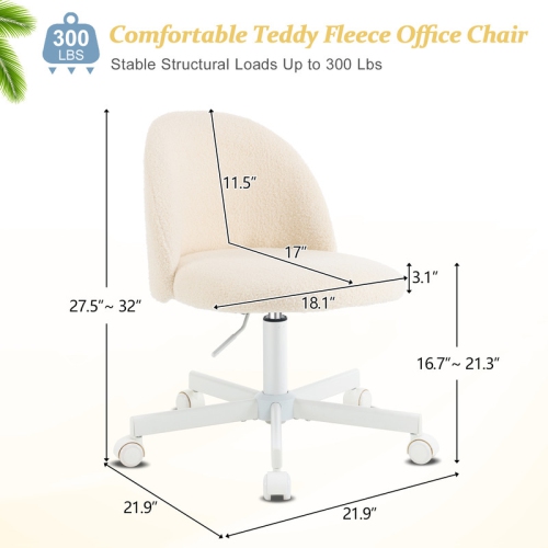 Karl Home 21.9 Inch Task Chair Office Desk Chair Make Up Chair With Wheels Beige