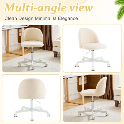 Karl Home 21.9 Inch Task Chair Office Desk Chair Make Up Chair With Wheels Beige