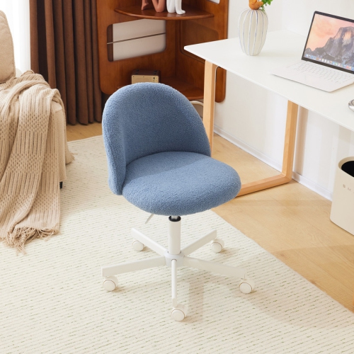 Karl Home 21.9 Inch Task Chair Office Desk Chair Make Up Chair With Wheels Blue