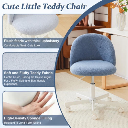 Karl Home 21.9 Inch Task Chair Office Desk Chair Make Up Chair With Wheels Blue