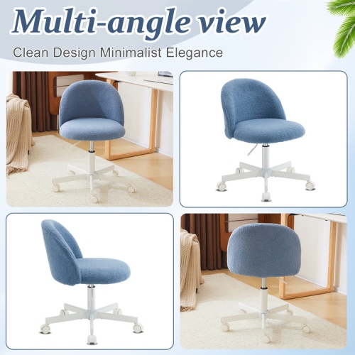 Karl Home 21.9 Inch Task Chair Office Desk Chair Make Up Chair With Wheels Blue
