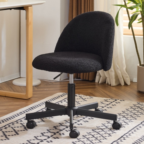 Karl Home 21.9 Inch Task Chair Office Desk Chair Make Up Chair With Wheels Black