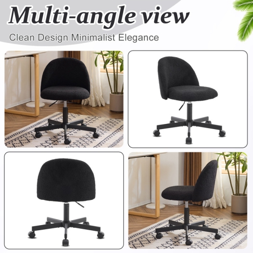 Karl Home 21.9 Inch Task Chair Office Desk Chair Make Up Chair With Wheels Black