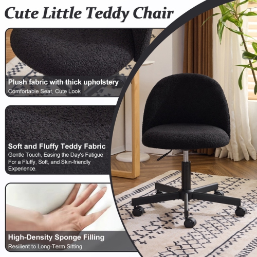 Karl Home 21.9 Inch Task Chair Office Desk Chair Make Up Chair With Wheels Black