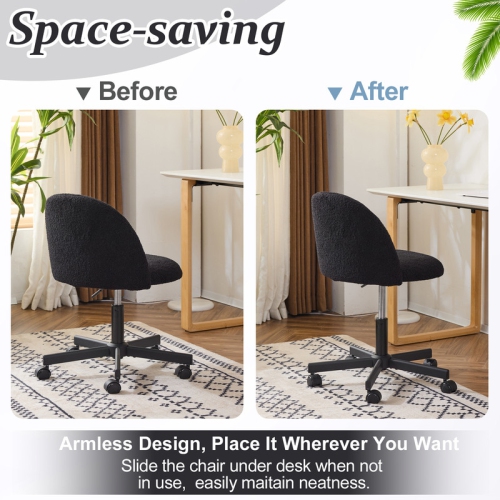 Karl Home 21.9 Inch Task Chair Office Desk Chair Make Up Chair With Wheels Black