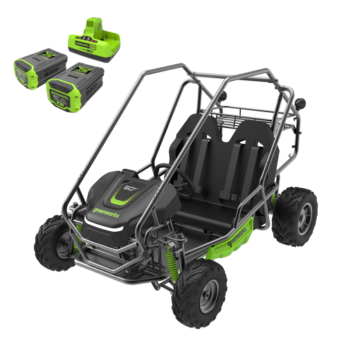 Greenworks 60V STEALTH Series All-Terrain 2-Seat Electric Youth Go-Kart, 8Ah Batteries and Dual Port Charger Included