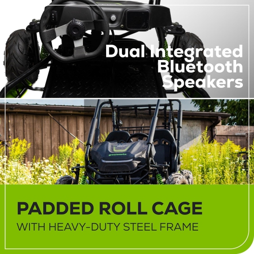 Greenworks 60V STEALTH Series All-Terrain 2-Seat Electric Youth Go-Kart, 8Ah Batteries and Dual Port Charger Included