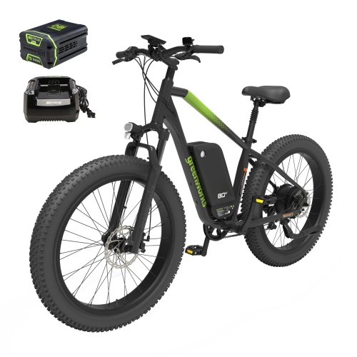 GREENWORKS  80V 26" All Terrain (Fat Tire) Mountain E-Bike, (1) 4Ah Battery & 6A Charger Included
