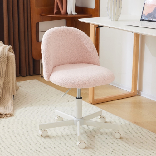 Karl Home 21.9 Inch Task Chair Office Desk Chair Make Up Chair With Wheels Light pink