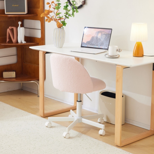 Karl Home 21.9 Inch Task Chair Office Desk Chair Make Up Chair With Wheels Light pink