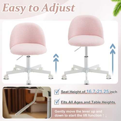 Karl Home 21.9 Inch Task Chair Office Desk Chair Make Up Chair With Wheels Light pink