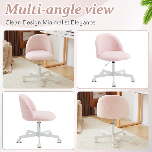 Karl Home 21.9 Inch Task Chair Office Desk Chair Make Up Chair With Wheels Light pink
