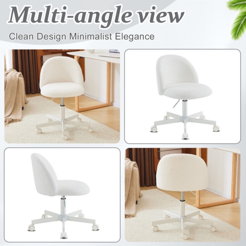 Karl Home 21.9 Inch Task Chair Office Desk Chair Make Up Chair With Wheels White