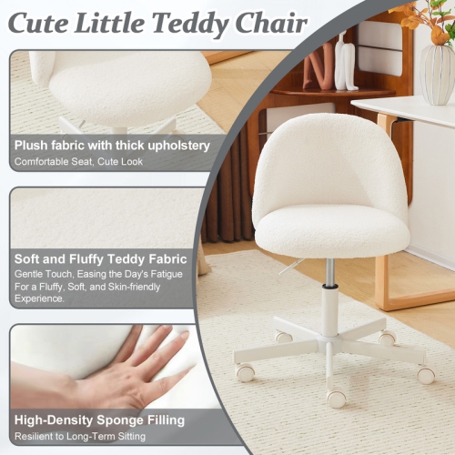 Karl Home 21.9 Inch Task Chair Office Desk Chair Make Up Chair With Wheels White