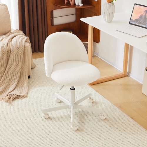 Karl Home 21.9 Inch Task Chair Office Desk Chair Make Up Chair With Wheels White
