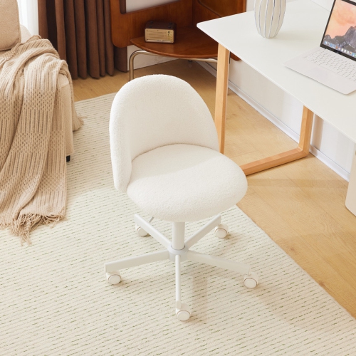 Karl Home 21.9 Inch Task Chair Office Desk Chair Make Up Chair With Wheels White