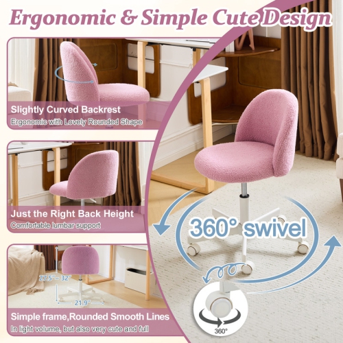 Karl Home 21.9 Inch Task Chair Office Desk Chair Make Up Chair With Wheels Taro Purple