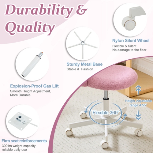 Karl Home 21.9 Inch Task Chair Office Desk Chair Make Up Chair With Wheels Taro Purple