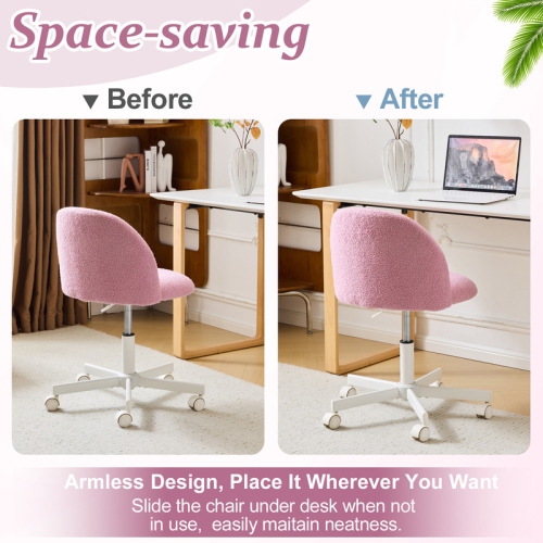 Karl Home 21.9 Inch Task Chair Office Desk Chair Make Up Chair With Wheels Taro Purple