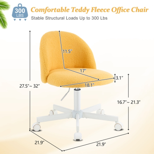 Karl Home 21.9 Inch Task Chair Office Desk Chair Make Up Chair With Wheels Goose yellow