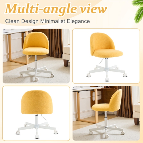 Karl Home 21.9 Inch Task Chair Office Desk Chair Make Up Chair With Wheels Goose yellow