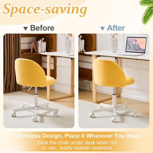 Karl Home 21.9 Inch Task Chair Office Desk Chair Make Up Chair With Wheels Goose yellow