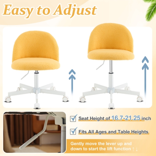 Karl Home 21.9 Inch Task Chair Office Desk Chair Make Up Chair With Wheels Goose yellow