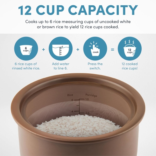 Aroma - Professional Rice Cooker with Purple Clay Cooking Pot - 3 Qt - LCD Display, Keep Warm, Timer, Programmable, White - ARC-7206P