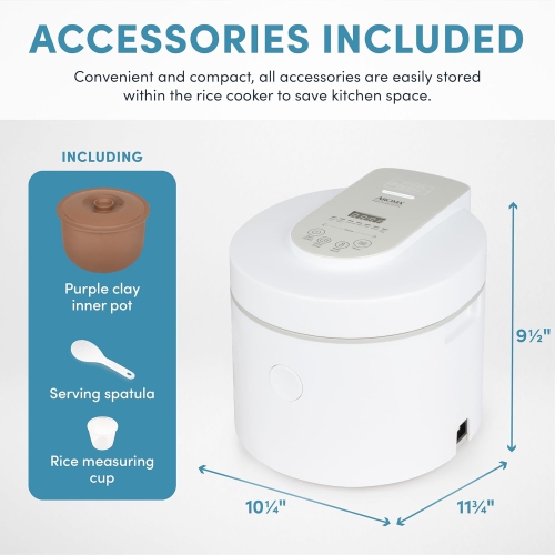 Aroma - Professional Rice Cooker with Purple Clay Cooking Pot - 3 Qt - LCD Display, Keep Warm, Timer, Programmable, White - ARC-7206P