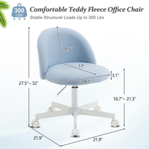 Karl Home 21.9 Inch Task Chair Office Desk Chair Make Up Chair With Wheels Light blue