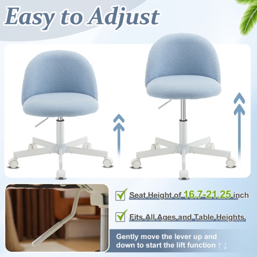 Karl Home 21.9 Inch Task Chair Office Desk Chair Make Up Chair With Wheels Light blue