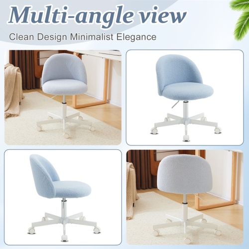 Karl Home 21.9 Inch Task Chair Office Desk Chair Make Up Chair With Wheels Light blue