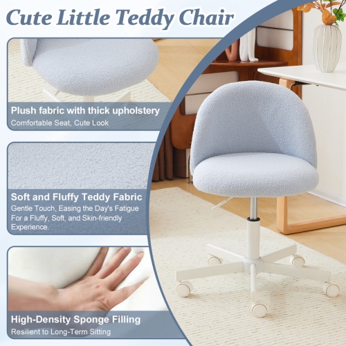 Karl Home 21.9 Inch Task Chair Office Desk Chair Make Up Chair With Wheels Light blue