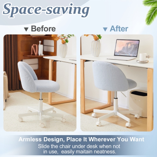 Karl Home 21.9 Inch Task Chair Office Desk Chair Make Up Chair With Wheels Light blue