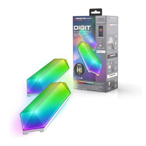 Emballage supplémentaire Digit MLB71039RGB remis à neuf de Monster; Panneaux artistiques modulaires intelligents LED de 3D