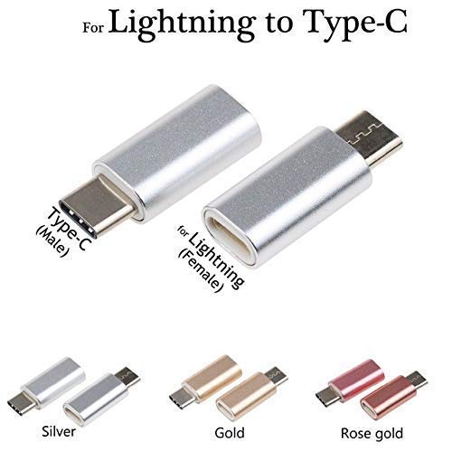 [2 paquets] Convertisseur adaptateur Lightning femelle vers USB de type C mâle pour iPhone iPad Samsung téléphones Android, rose doré