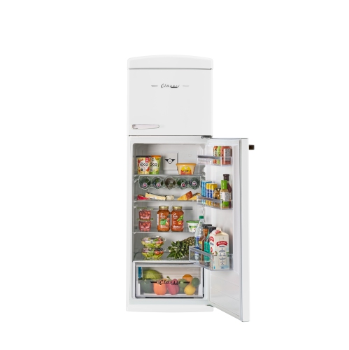 11&nbsp;pi³ rétro classique pour électroménagers uniques Réfrigérateur à congélateur supérieur – Blanc guimauve