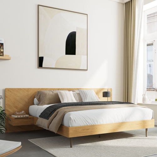 Valencia Ava Wood Platform Queen Bed, White Oak