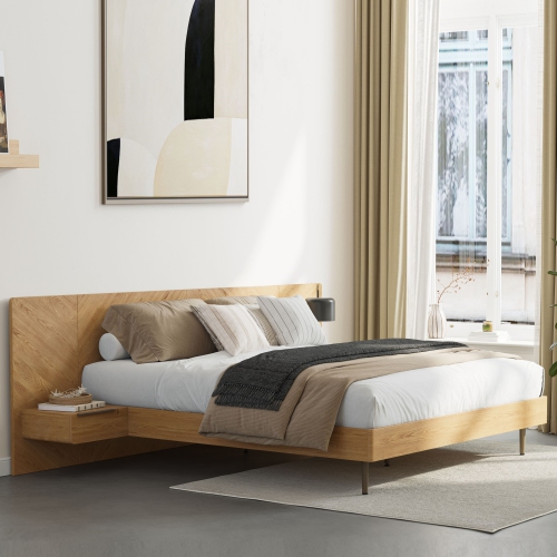 Valencia Ava Wood Platform Queen Bed, White Oak