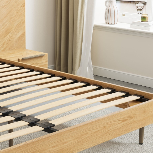 Valencia Ava Wood Platform Queen Bed, White Oak