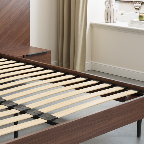 Valencia Ava Wood Platform Queen Bed, Walnut Stain