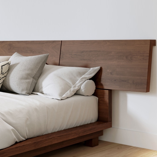 Valencia Faith Wide Headboard Wooden King Size Bed Frame, Walnut