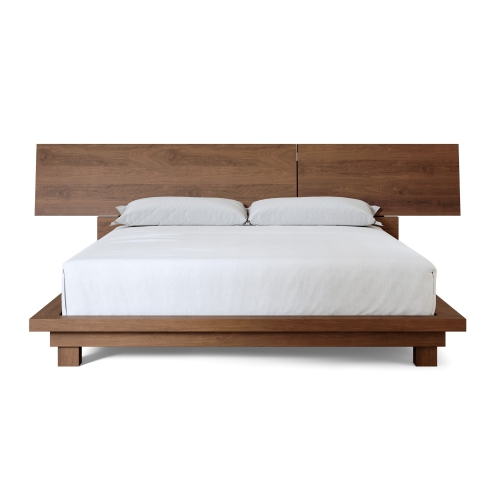Valencia Faith Wide Headboard Wooden Queen Size Bed Frame, Walnut